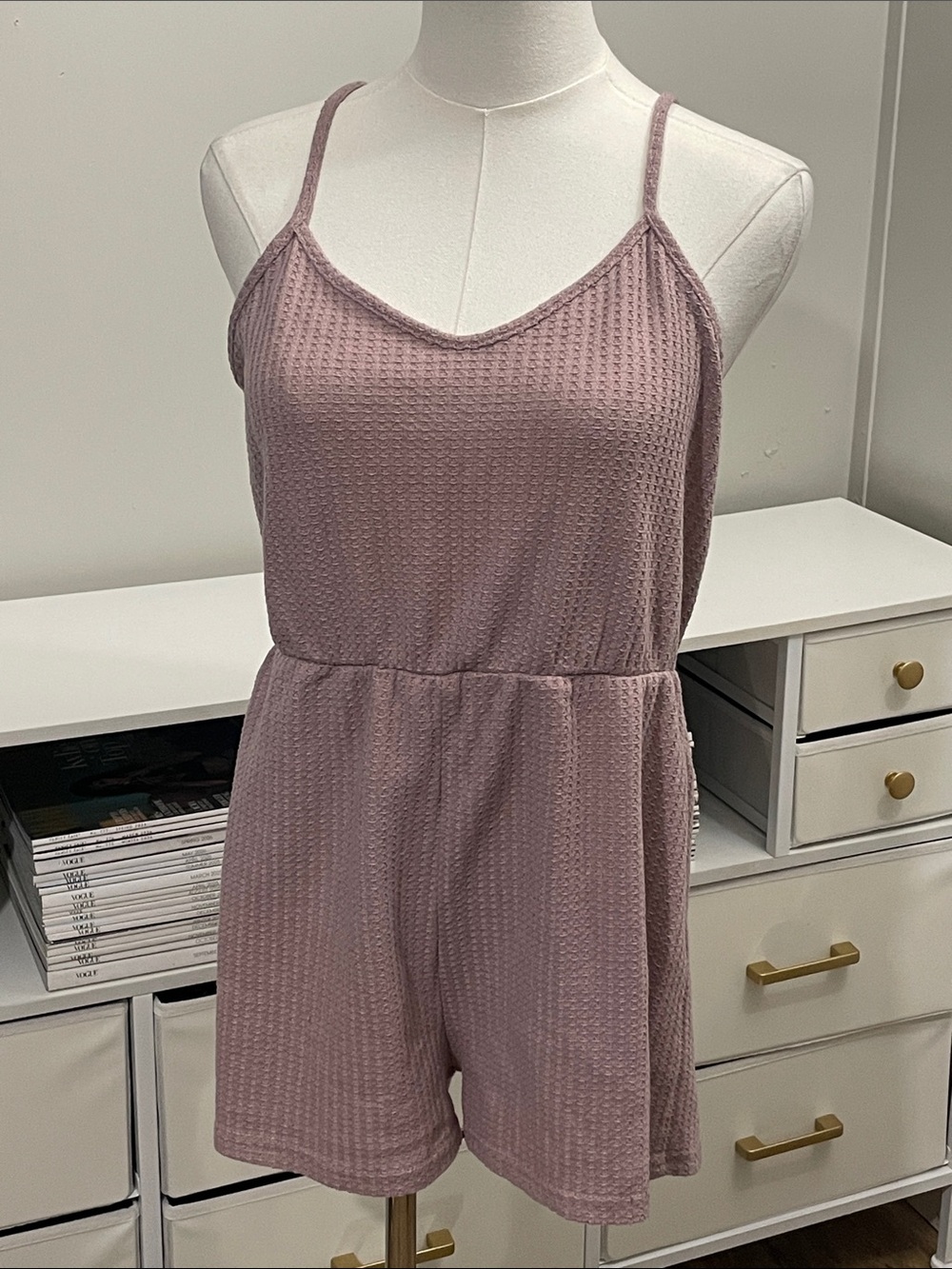 Pink Waffle Knit Romper (XL)